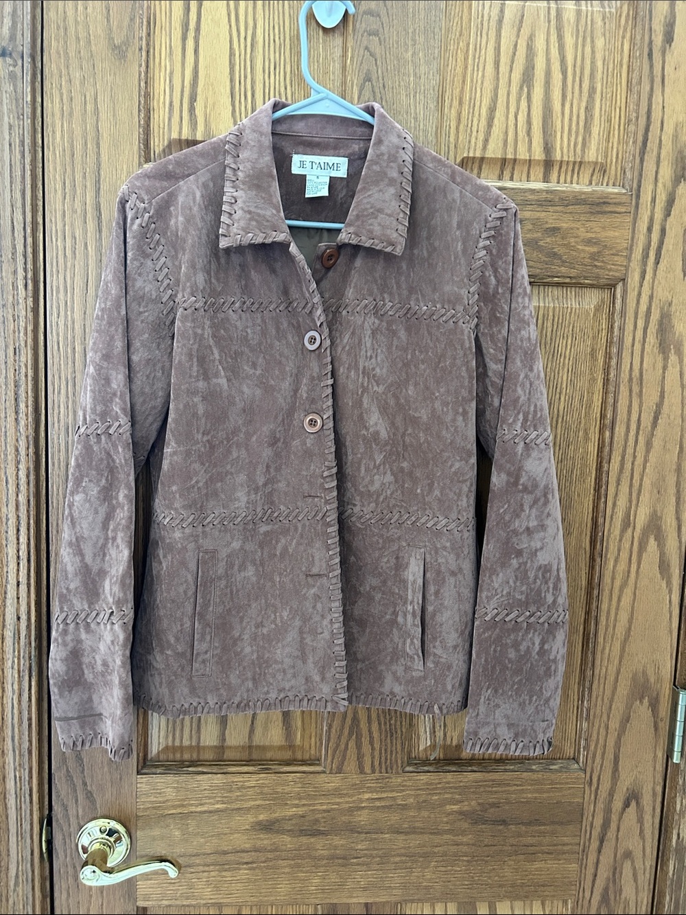 Women's Brown faux Suede Button-Up Jacket